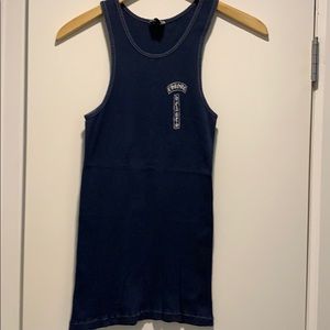 CHROME HEARTS NAVY RIBBED TANK